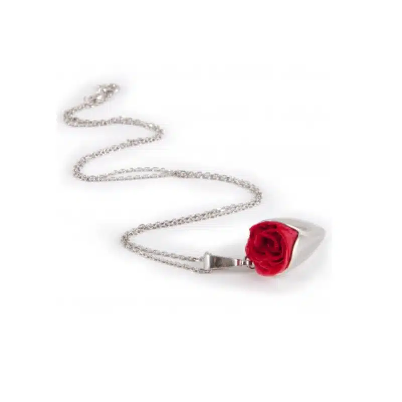 Collier Petite tulipe avec rose rouge